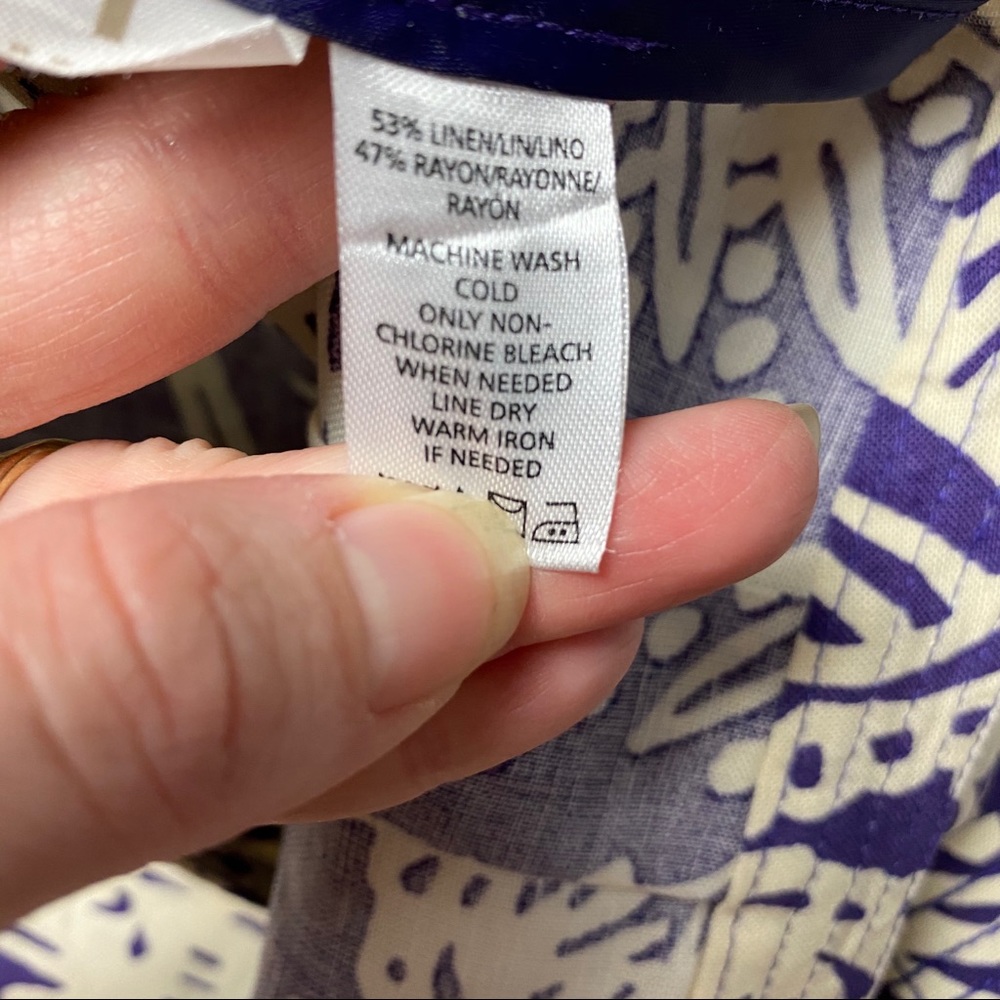 Loft Purple White Floral Linen Blend Skirt - Picture 4 of 5